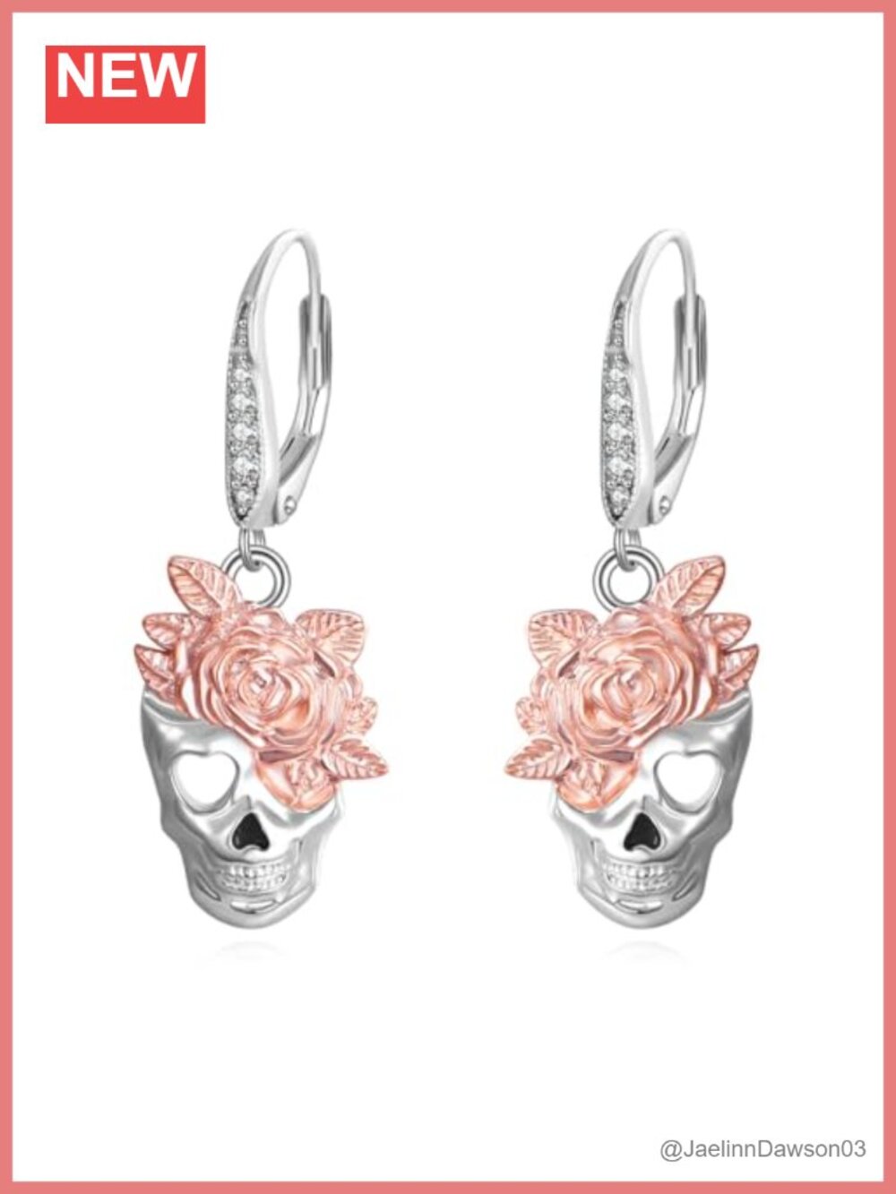 Skull Dangle Earrings 925 Sterling Silver Gothic Halloween Jewelry